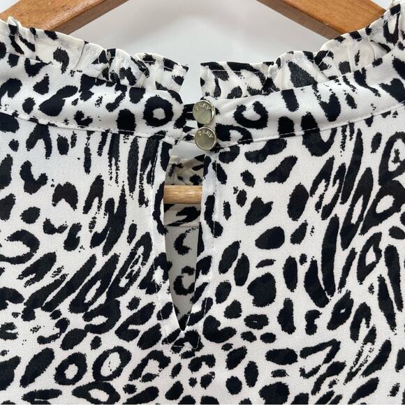 DKNY Animal Printed Ruffle-Neck Ling Sleeve Business Casual Boho Blouse Size XL - Picture 8 of 11